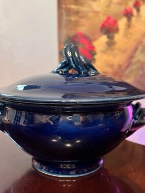 Vintage Lou Pignatier Vallauris Ceramic Soup Tureen / Bowl – Cobalt Blue